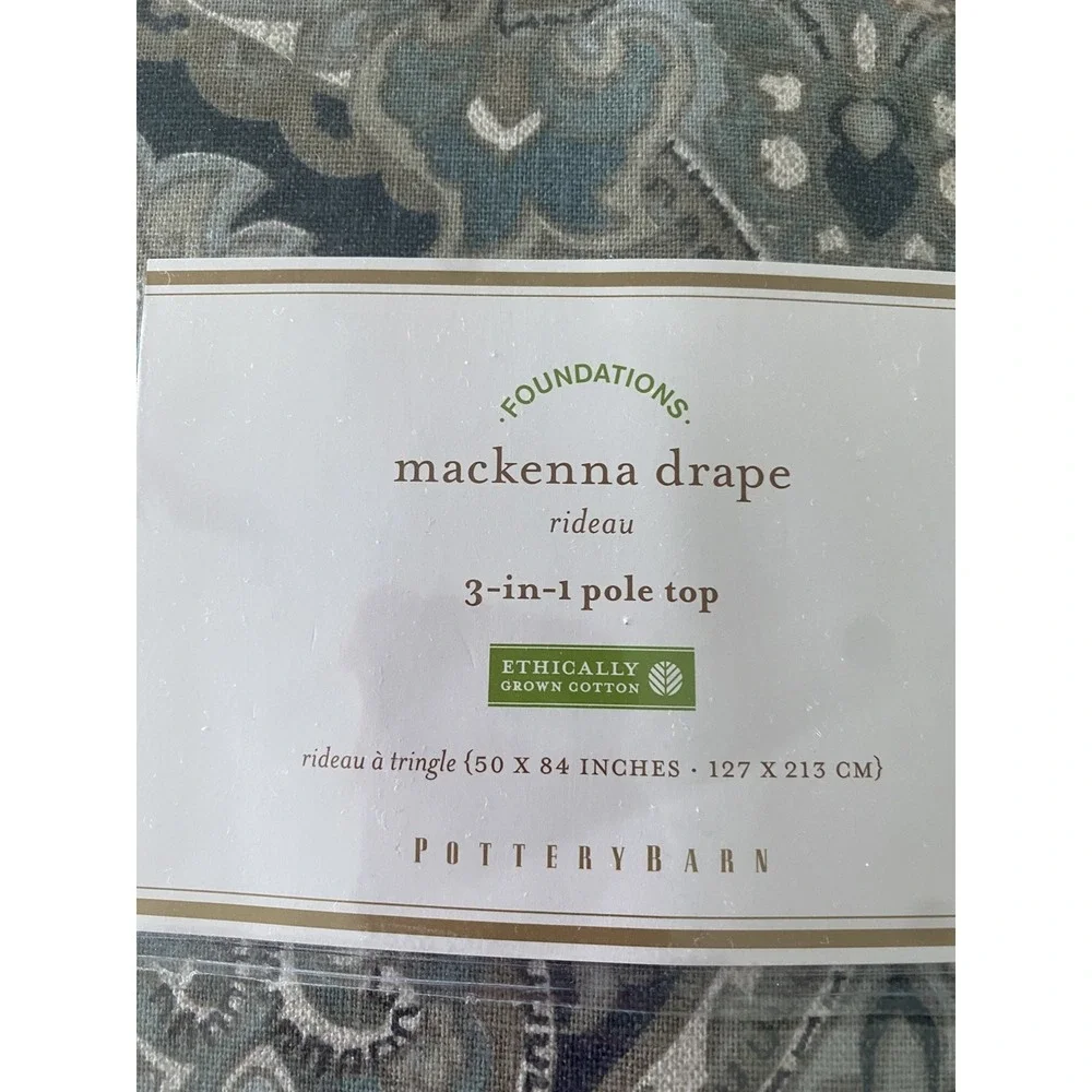 Pottery Barn Mackenna Drapes Set 2 Blue 50x‎ 84 Curtains Medallion Paisley New